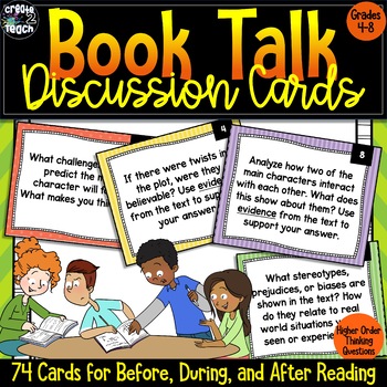 Preview of Book Club/Lit Circle Discussion Question Cards Upper Elementary - Any Fiction