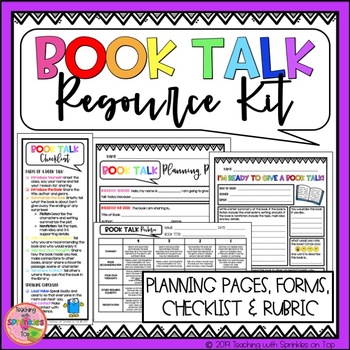Preview of Book Talk Resource Kit - Planning Pages, Forms, Checklists & Rubrics