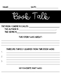Book Talk Sheet for ANY BOOK!!!