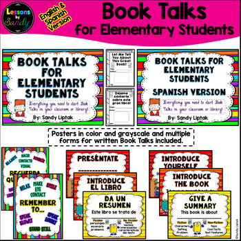 Preview of Book Talks for Elementary Students Bundle (English & Spanish Versions)