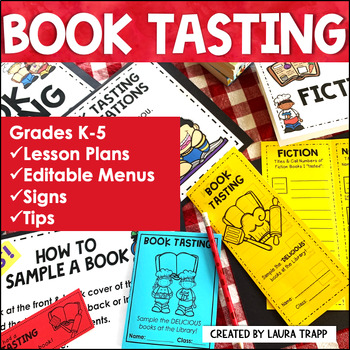 Preview of Book Tasting Activities for Elementary Library Lessons - Book Tasting Menus