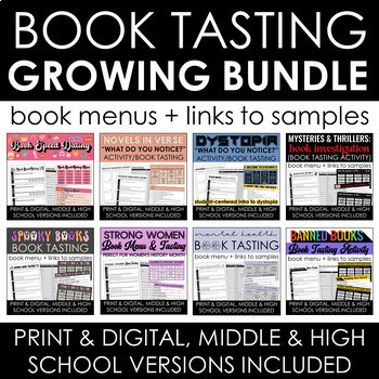 Preview of Book Tasting /Book Menu Growing Bundle - Print/Digital - Help readers find books