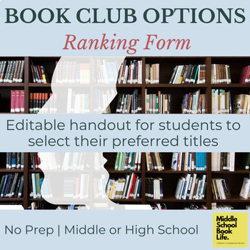 Preview of Book Tasting Form for Book Clubs (Editable activity)