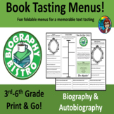 Book Tasting Menu Biography graphic organizer Biography Bistro