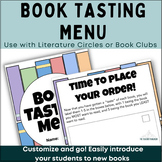 Book Tasting Menu Editable Recording Sheet for Book Clubs 