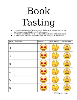 Preview of Book Tasting Speed Dating for Elementary School