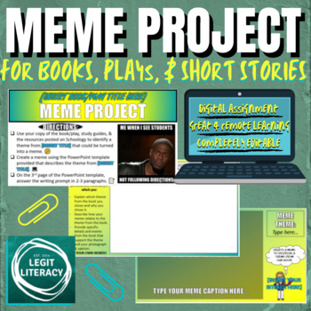 Preview of Digital Meme Project for Books, Plays, & Short Stories