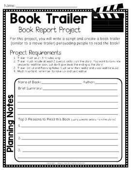 movie trailer book report project