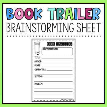 Preview of Book Trailer Brainstorming Sheet