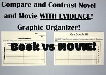 Preview of Book VS Movie Graphic Organizer