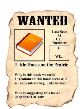 Preview of Book Wanted Poster Using Fill-in Forms