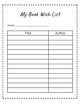 Preview of Book Wish List