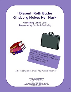 Preview of Book activities for "I Dissent: Ruth Bader Ginsburg Makes Her Mark"
