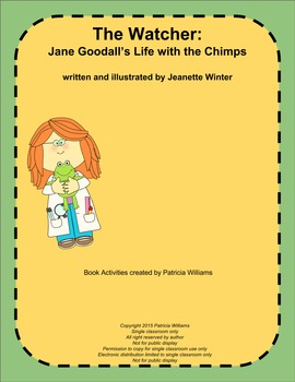Preview of Book activities for "The Watcher: Jane Goodall's Life with the Chimps"