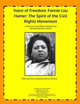 Preview of Book activities for:  "Voice of Freedom: Fannie Lou Hamer, ..."