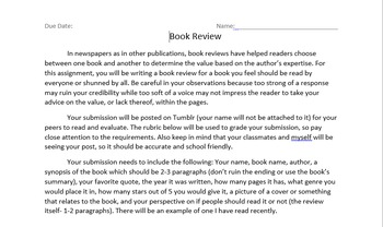 Memoir and Book Review Assignment Prompt and Rubric by Edge on Education