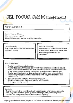 Preview of Book based Socio-Emotional Learning Lesson Plans