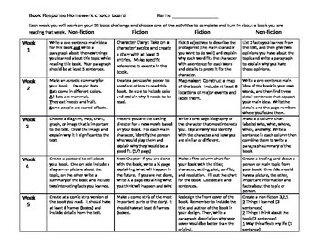 Preview of Book challenge log and weekly reading response homework calendar