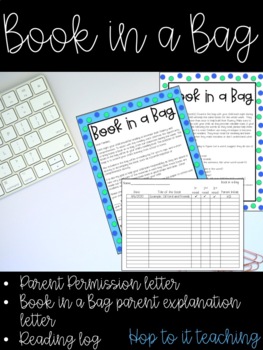 Preview of Book in a Bag (letter to parents and reading log)