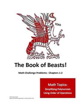 Preview of Book of Beasts! Polynomials PEMDAS Challenge 8.EE.1 Pre Algebra