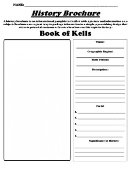 Preview of Book of Kells "Historic Brochure" UDL Worksheet & WebQuest