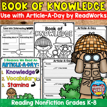 Preview of Book of Knowledge to use with Article-A-Day by Readworks