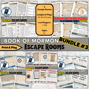 Preview of Book of Mormon Adventure Bundle #3 - 5 Escape Rooms for Engaging Study