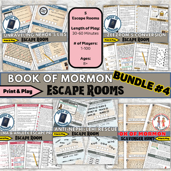 Preview of Book of Mormon Adventure Bundle #4 - 5 Escape Rooms for Engaging Study