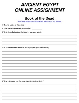 book of the dead assignment