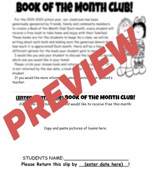 Free Book Club Letter - Simply Kinder