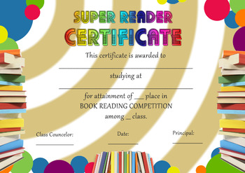 Preview of Book reading certificate