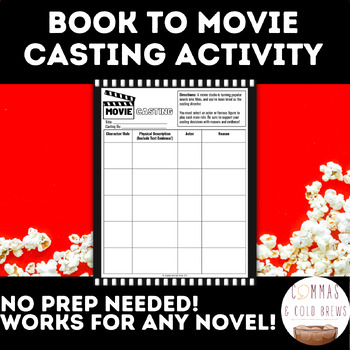 Preview of Book to Movie Casting | Reading Response Activity Worksheet for Any Novel