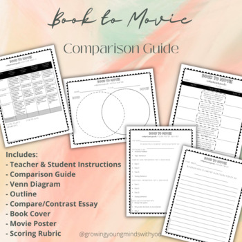 Preview of Book to Movie Comparison Guide (Compare/Contrast Essay)