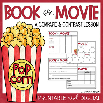 Preview of Book vs. Movie Compare & Contrast | Activity Worksheets | Printable & Digital