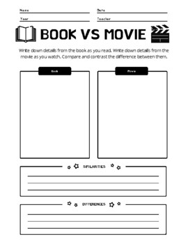 Preview of Book vs Movie - Compare and Contrast
