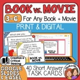 Book vs. Movie Question Cards Compare & Contrast Writing Prompts