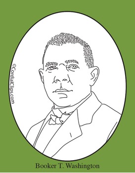 Booker T Washington Clip Art Coloring Page Or Mini Poster By