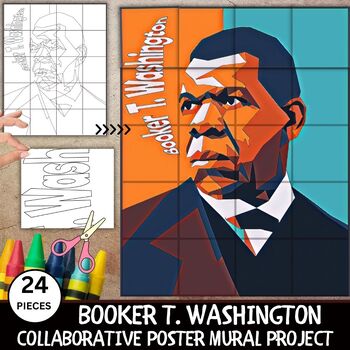 Preview of Booker T. Washington Collaborative Poster Black History Month -Teamwork- Craft