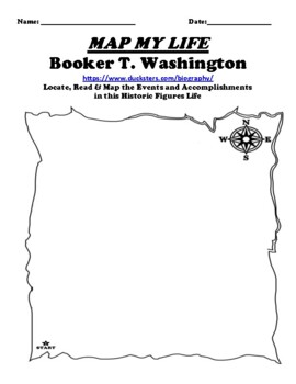 Booker T. Washington "Map My Life" Worksheet with Online Biography Link