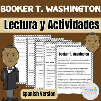 Preview of Booker T. Washington Reading Comprehension & Activities For Spanish Class