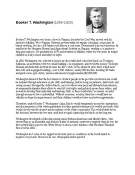 Preview of Booker T Washington vs WEB DuBois