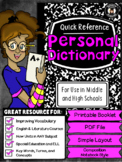 Personal Dictionary - Printable Booklet