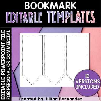 Bookmark Templates | TPT Seller Templates by Jillian Fernandez | TPT