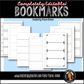 Preview of Bookmark Templates Editable PowerPoint Printables Reading