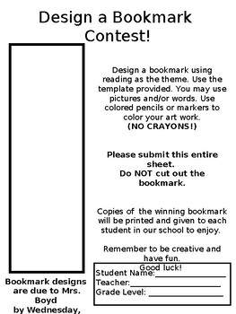 Preview of Bookmark contest- editable