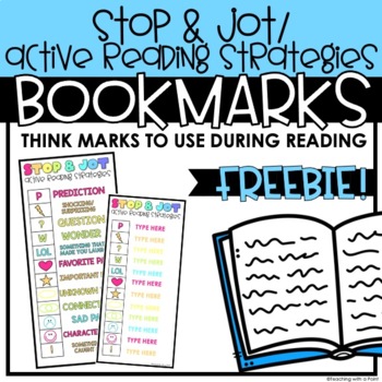 Preview of Reading Strategies | Think Marks | Stop & Jot Bookmark | FREEBIE