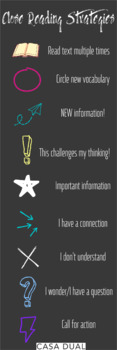 Preview of Bookmark with Close Reading Strategies - Comprehension Instructional Strategy