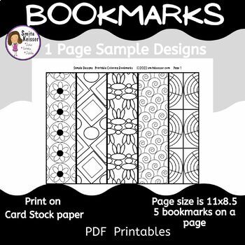 Preview of Bookmarks, Printable, Readers, Coloring, Geometric Design