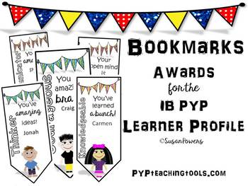 Preview of Bookmarks Awards for the IB PYP Learner Profile Editable