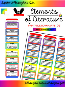 Bookmarks Elements of Literature A by SophistThoughts Lite | TPT